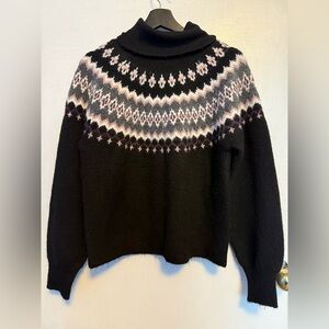 Buffalo David Bitton Cozy Black Fair Isle Turtleneck